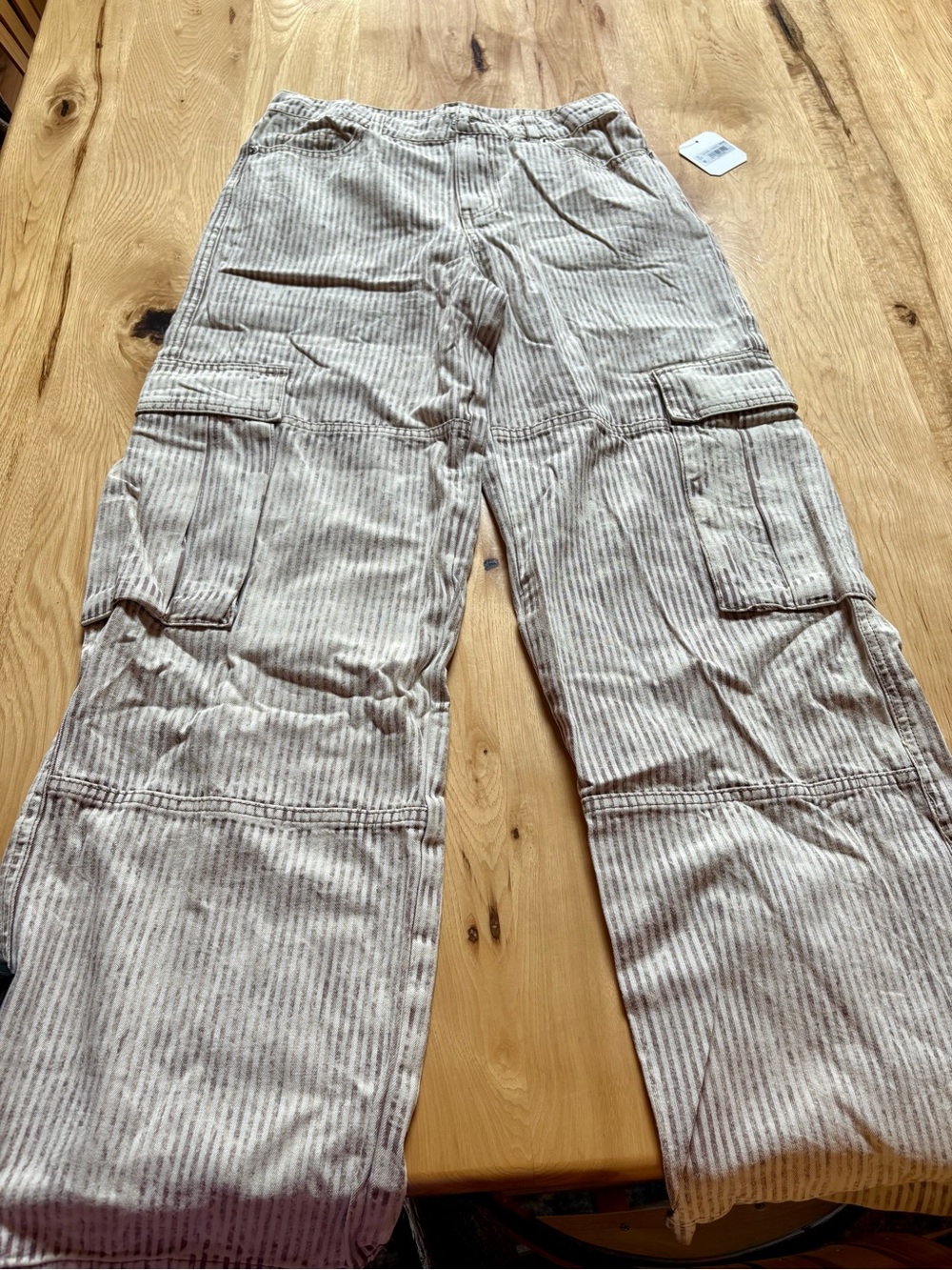 NWT Altar’d State Cream and Tan Striped Cargo Pants